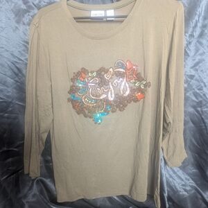 Chico's Women's Size 2 Top 3/4 Sleeves Round Neckline